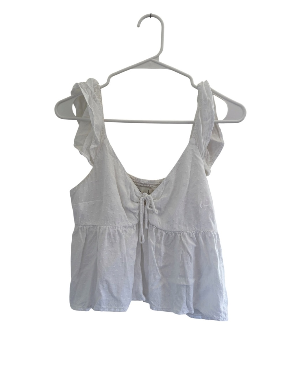 Hollister White Tie-Front Ruffle Strap Crop Top